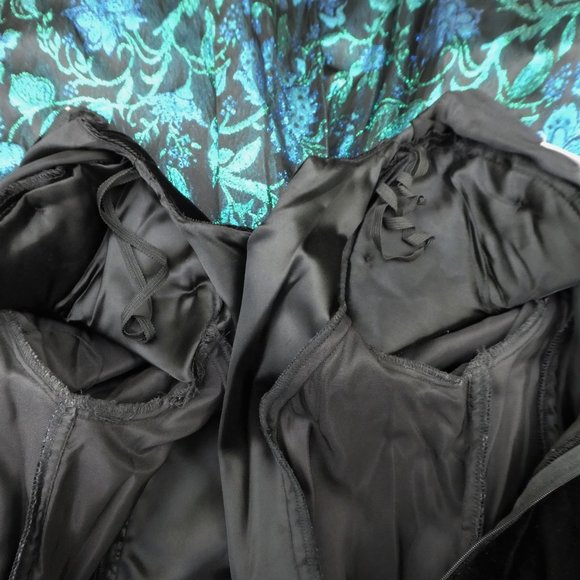 Vintage 80s Ball Gown Scott McClintock Brocade Velvet Basque V Waist Puff Sleeve - Picture 6 of 12